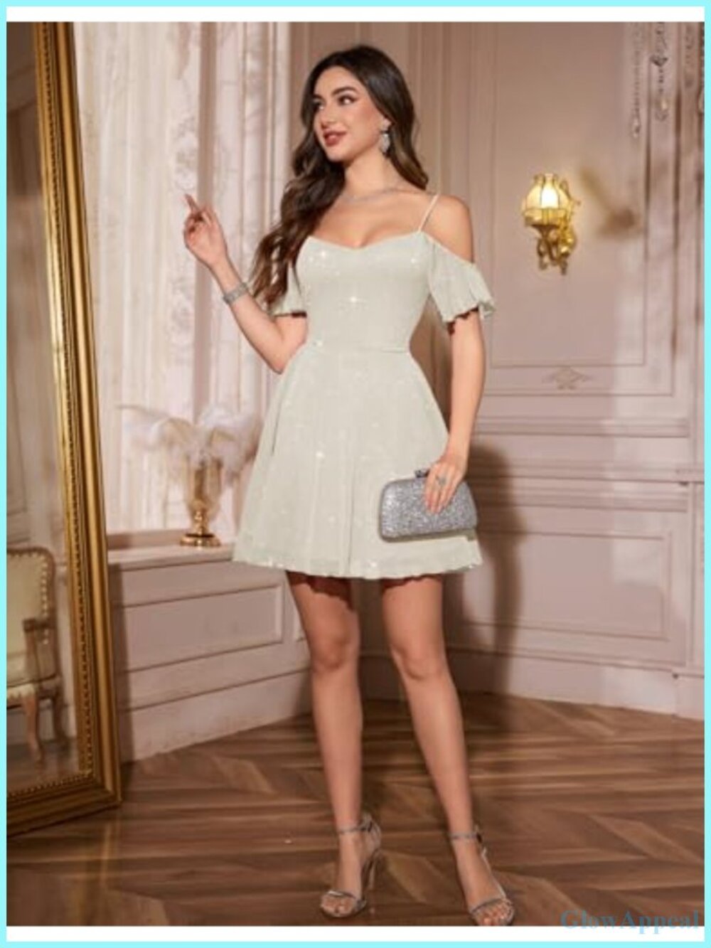 Sequined Tulle Homecoming Dress with Spaghetti Straps - Picture 4 of 6